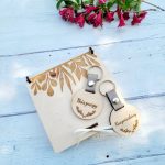 Esküvői felkérő fa kulcstartóval - tanú, koszorúslány, násznagy